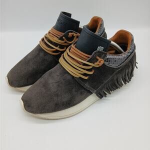 EsseutEsse Suede Fringe Sneaker Slip on Graphite Charcoal Size 36 Made in Italy